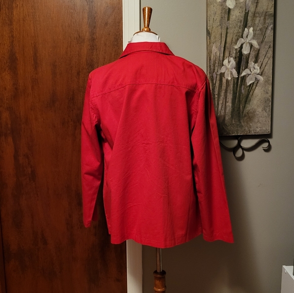 Quacker Factory Red Button Up Jacket Beaded Medium - Picture 4 of 5